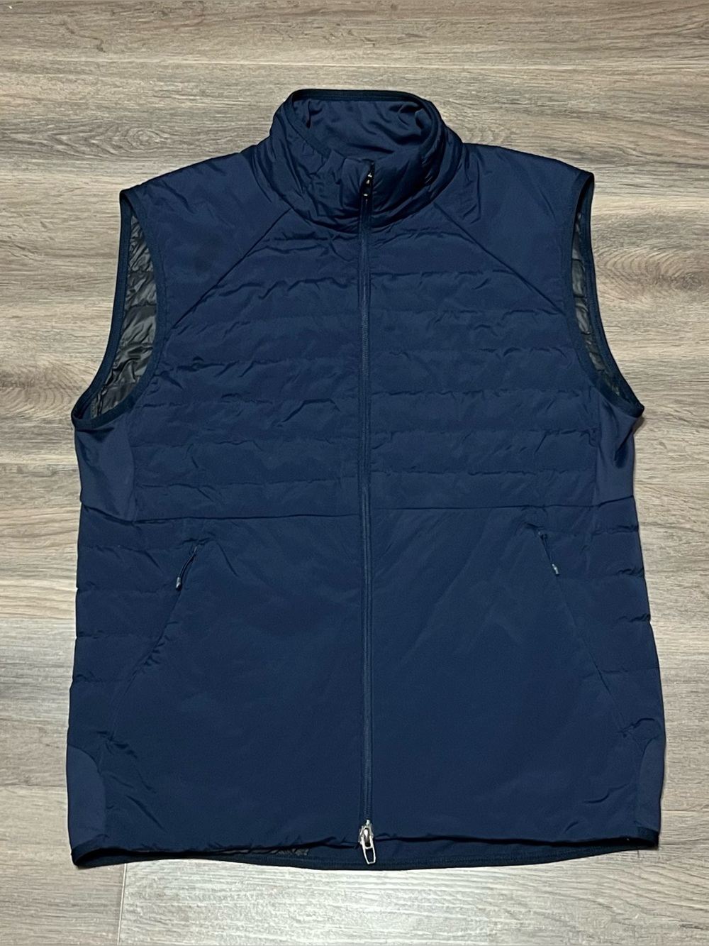 Lululemon Mens Medium Down for It All Vest Puffer Navy Blue Full Zip Goose Down